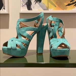 Zara Collection Turquoise Suede Heels